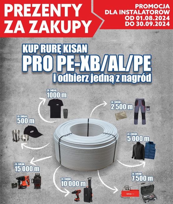 Nowa promocja dla instalatorów – kup rurę KISAN PRO PE-Xb/AL/PE 16X2,0 i odbierz nagrodę !